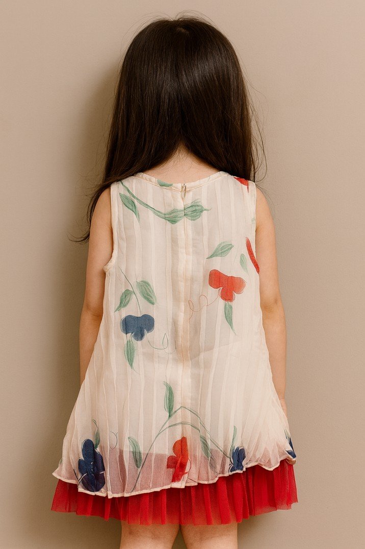 Elegant Ivory Floral Print Dress view 2