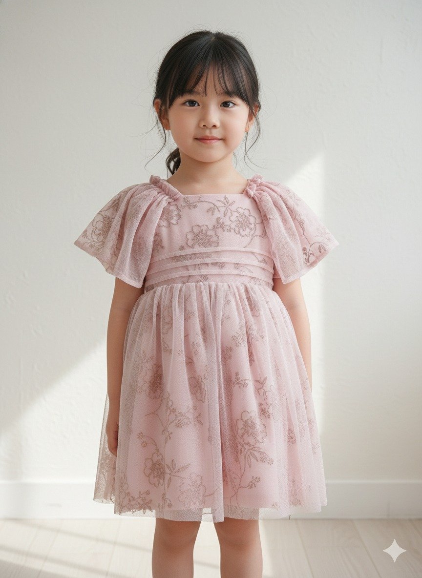 Girls Soft Pink Fit & Flare Dress