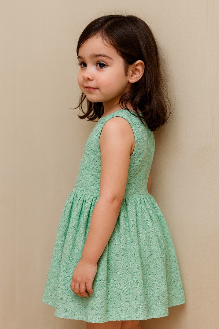 Girls Classic Mint Green Party Wear Dress view 3