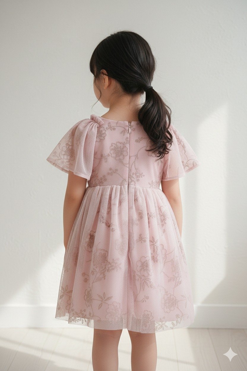 Girls Soft Pink Fit & Flare Dress view 2