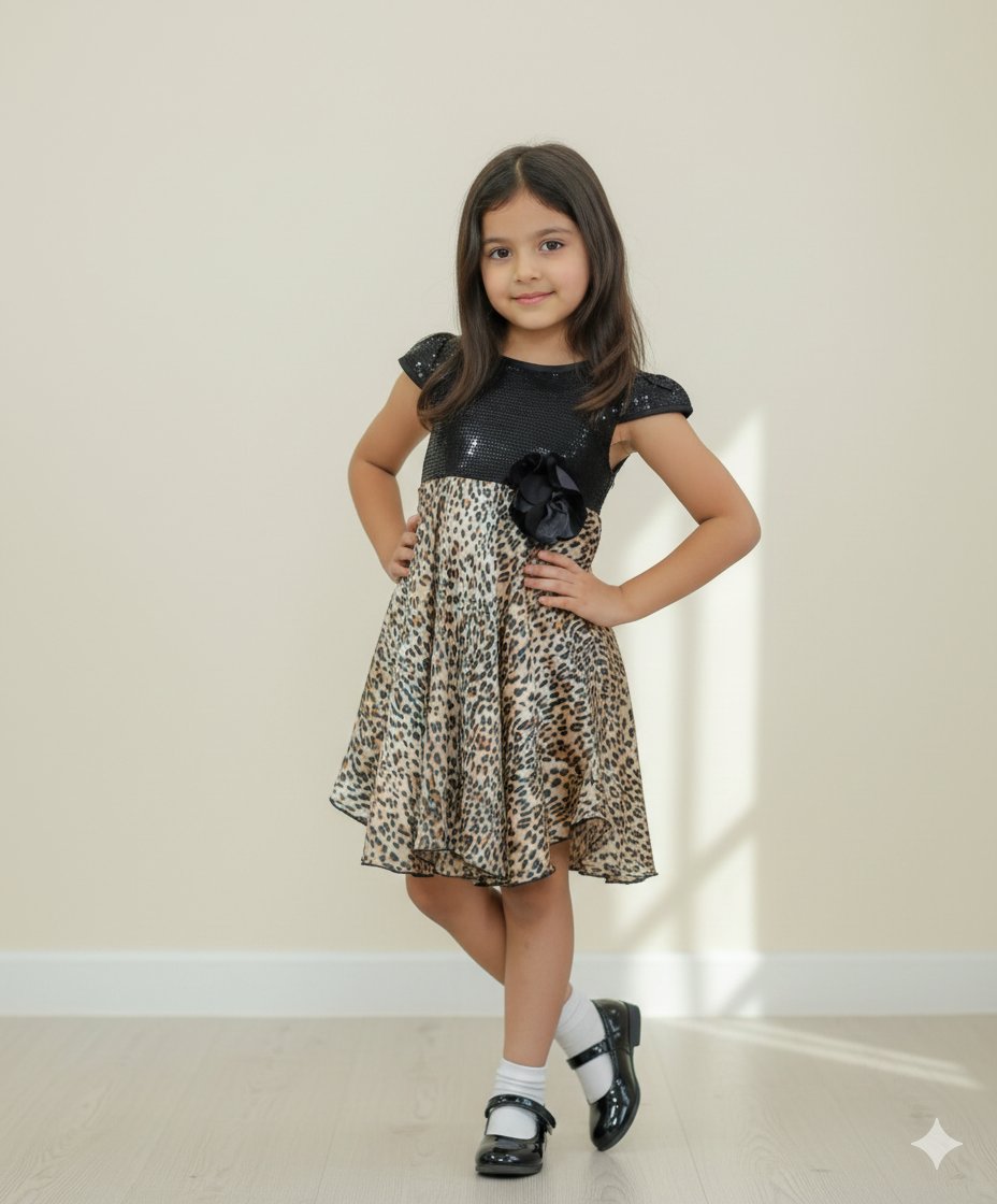 Trendy Black Animal Print Dress