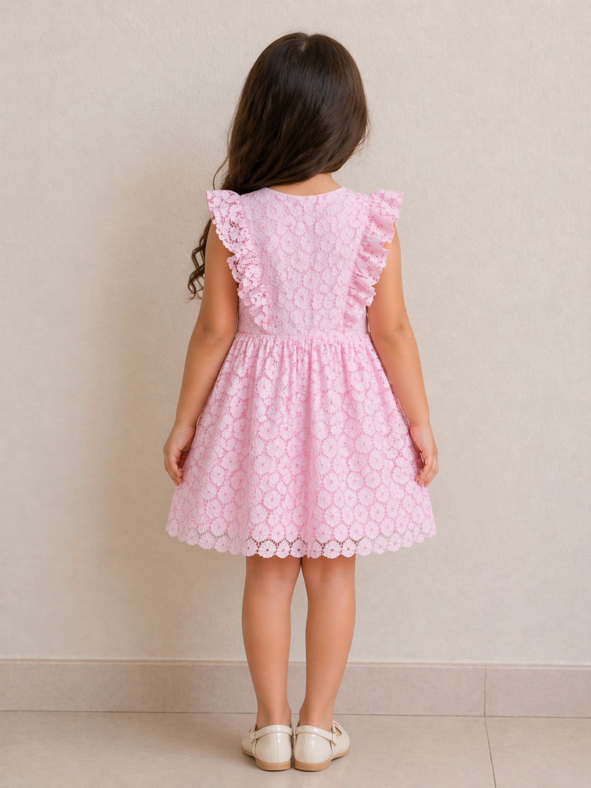Charming Pink Lace Twirl Dress view 3