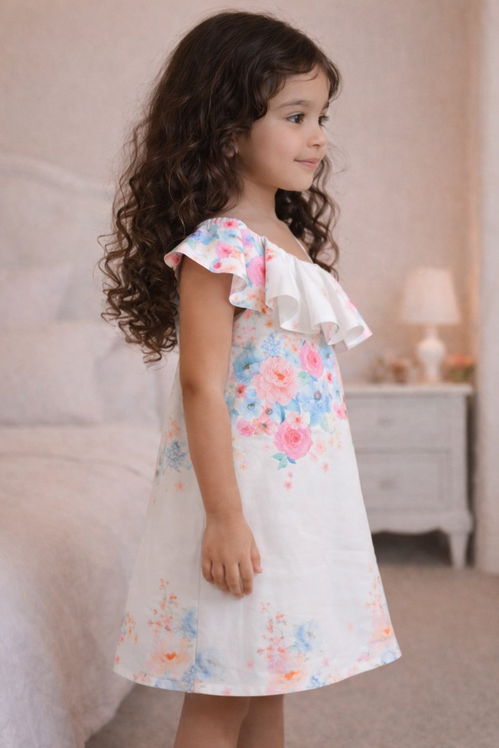 Spring Petals One-Shoulder Floral A-Line Dress view 3