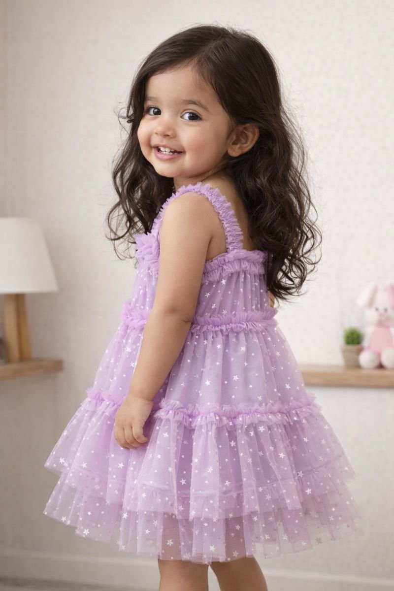 Lilac Sparkle Ruffle Party Dress view 2