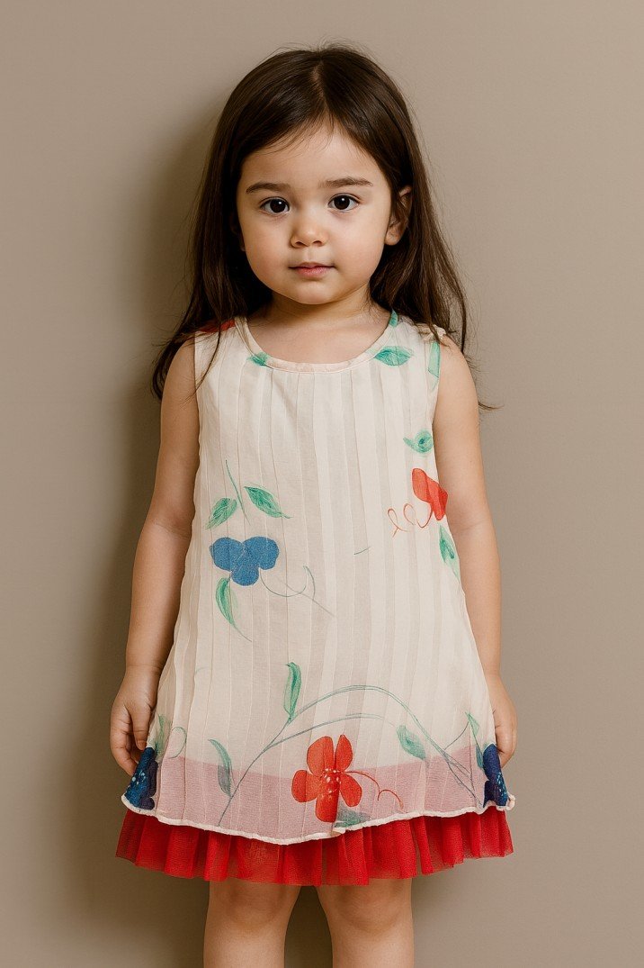 Elegant Ivory Floral Print Dress