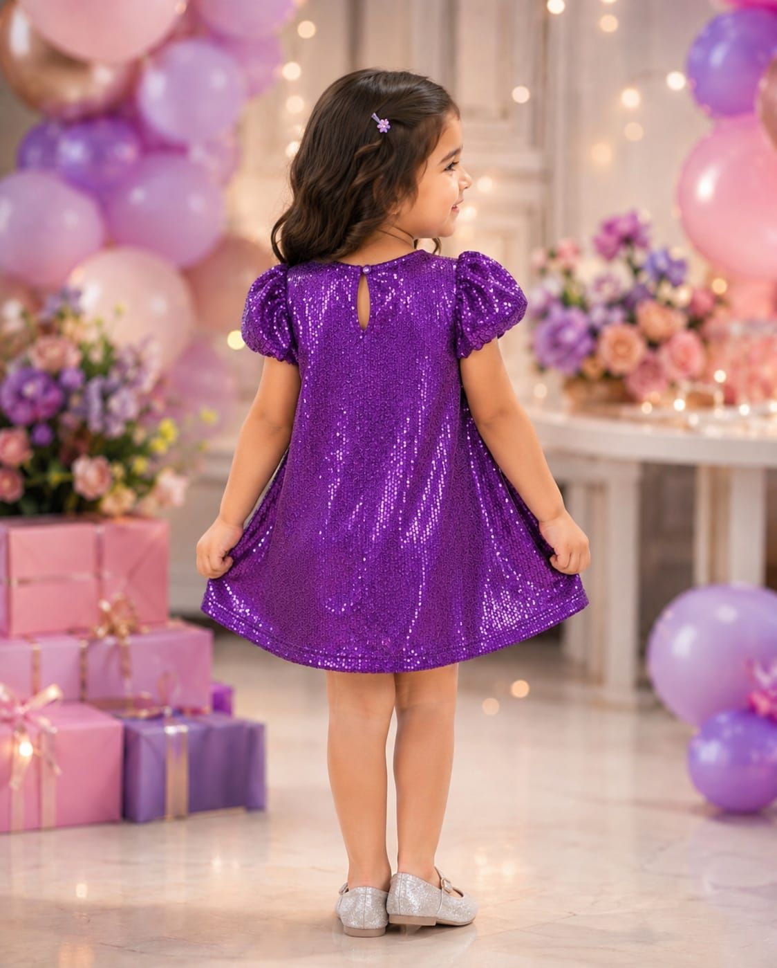 Sparkling Purple Sequin Dress view 3
