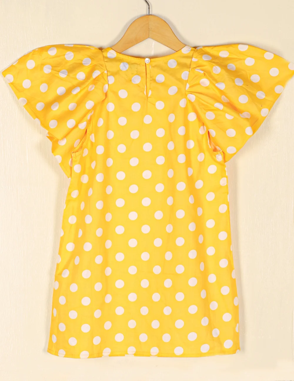 Adorable Yellow Polka Dot Puffed Sleeves A-Line Dress view 2