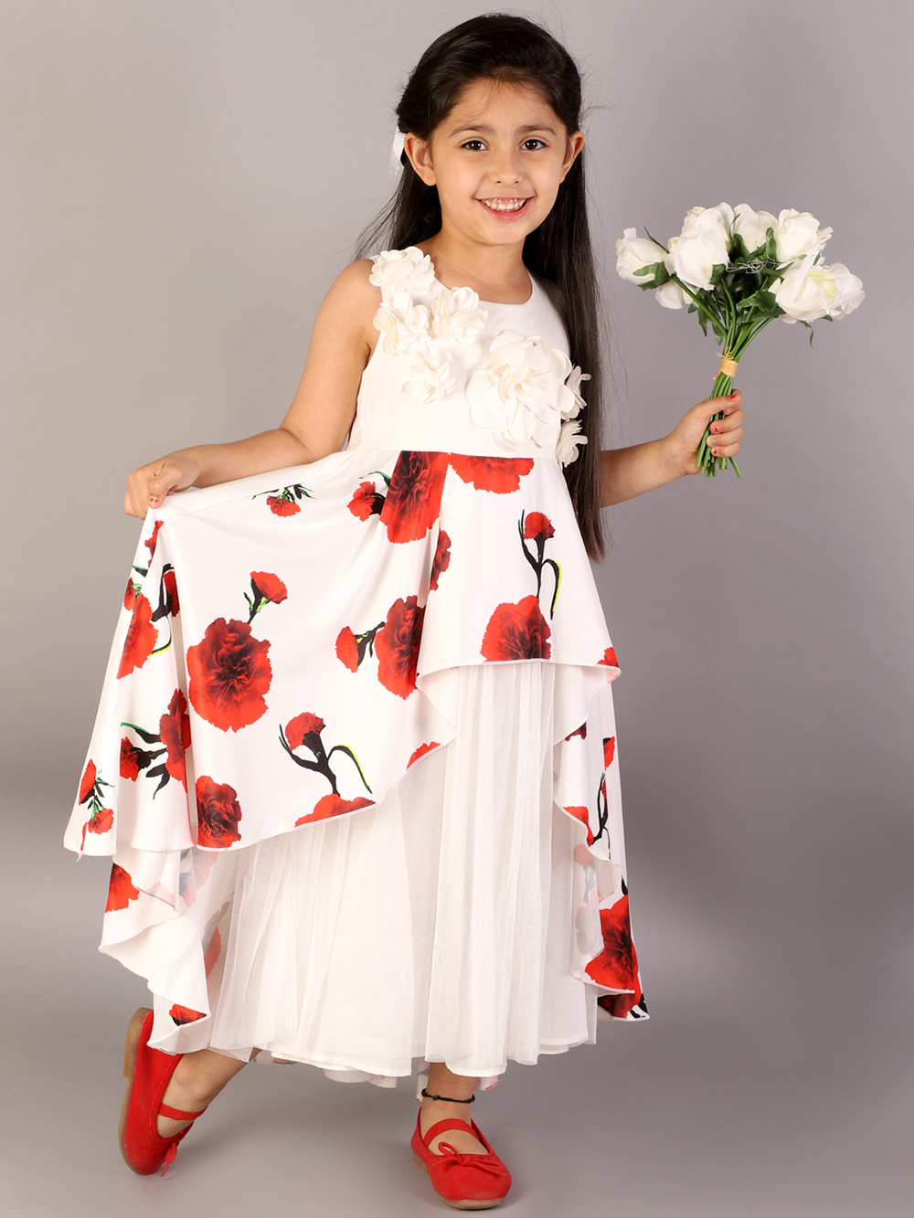 Elegant White Floral Maxi Dress