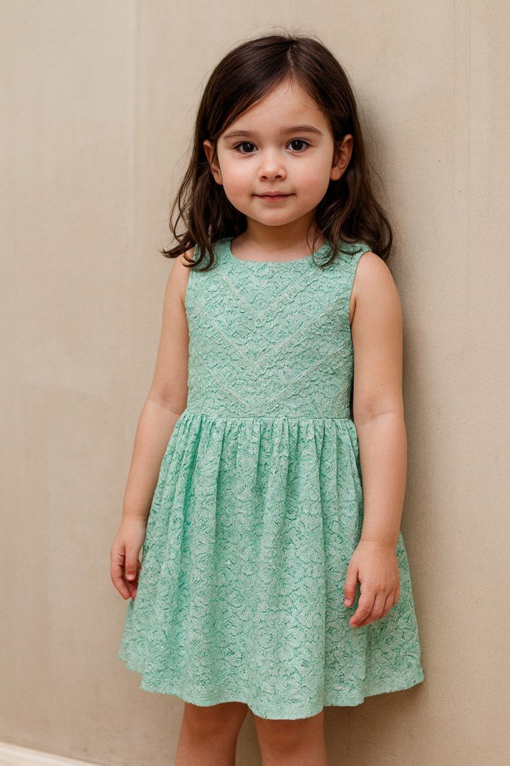 Girls Classic Mint Green Party Wear Dress