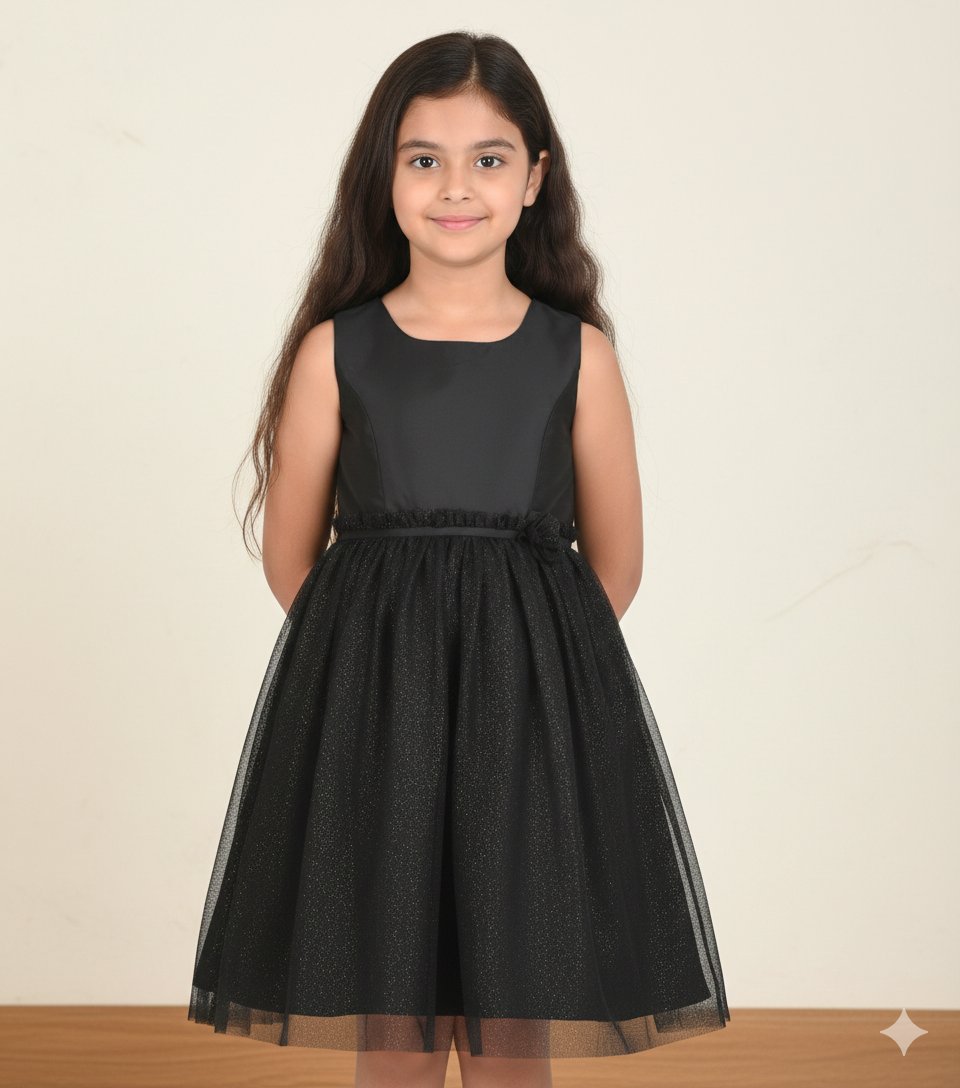 Sleek Sophistication: Black Fit and Flare Party Dress