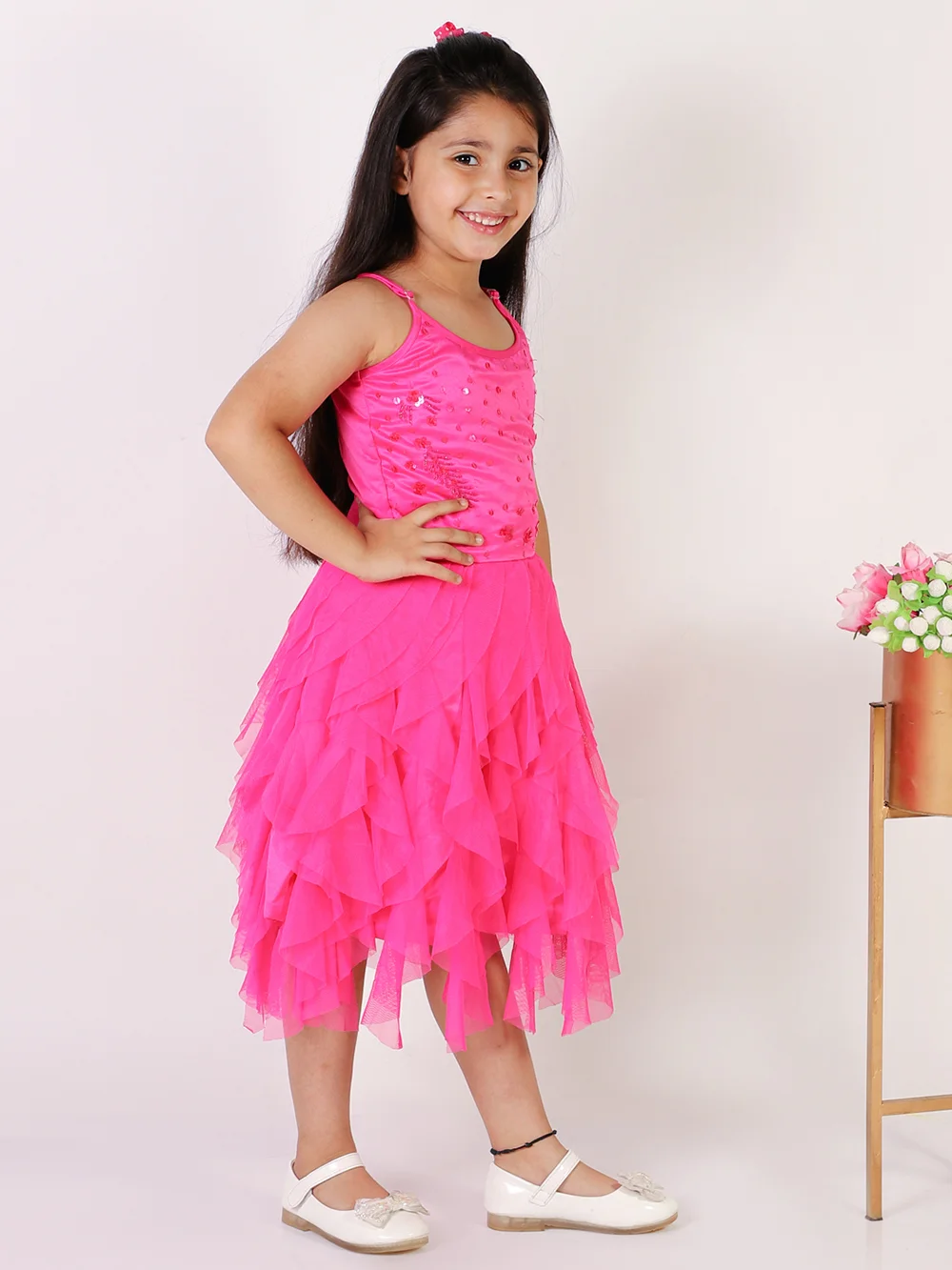 Captivating Fuchsia Stone Embroidered Dress view 4