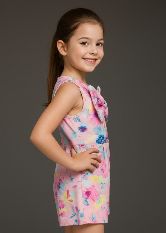 Elegant Pastel Floral Front Bow Playsuit  view 3