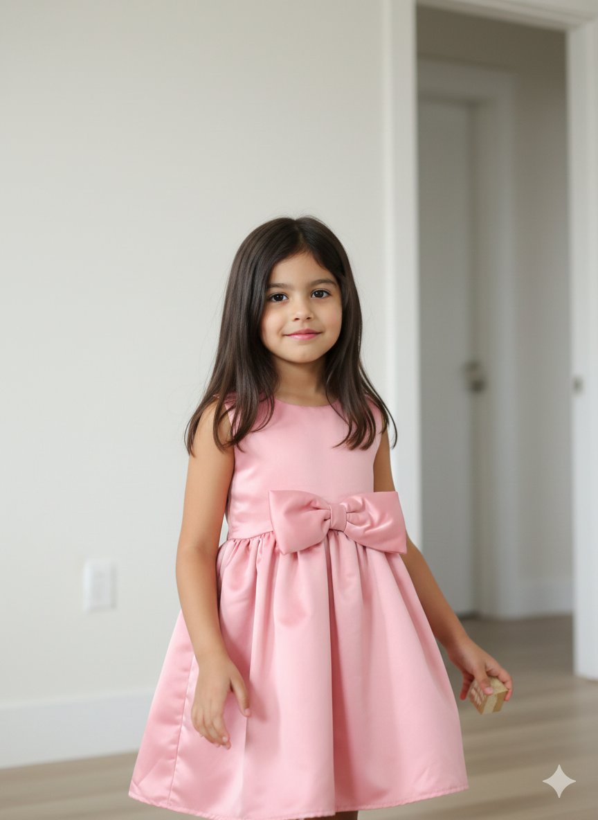 Graceful Mauve Bow Dress for Girls