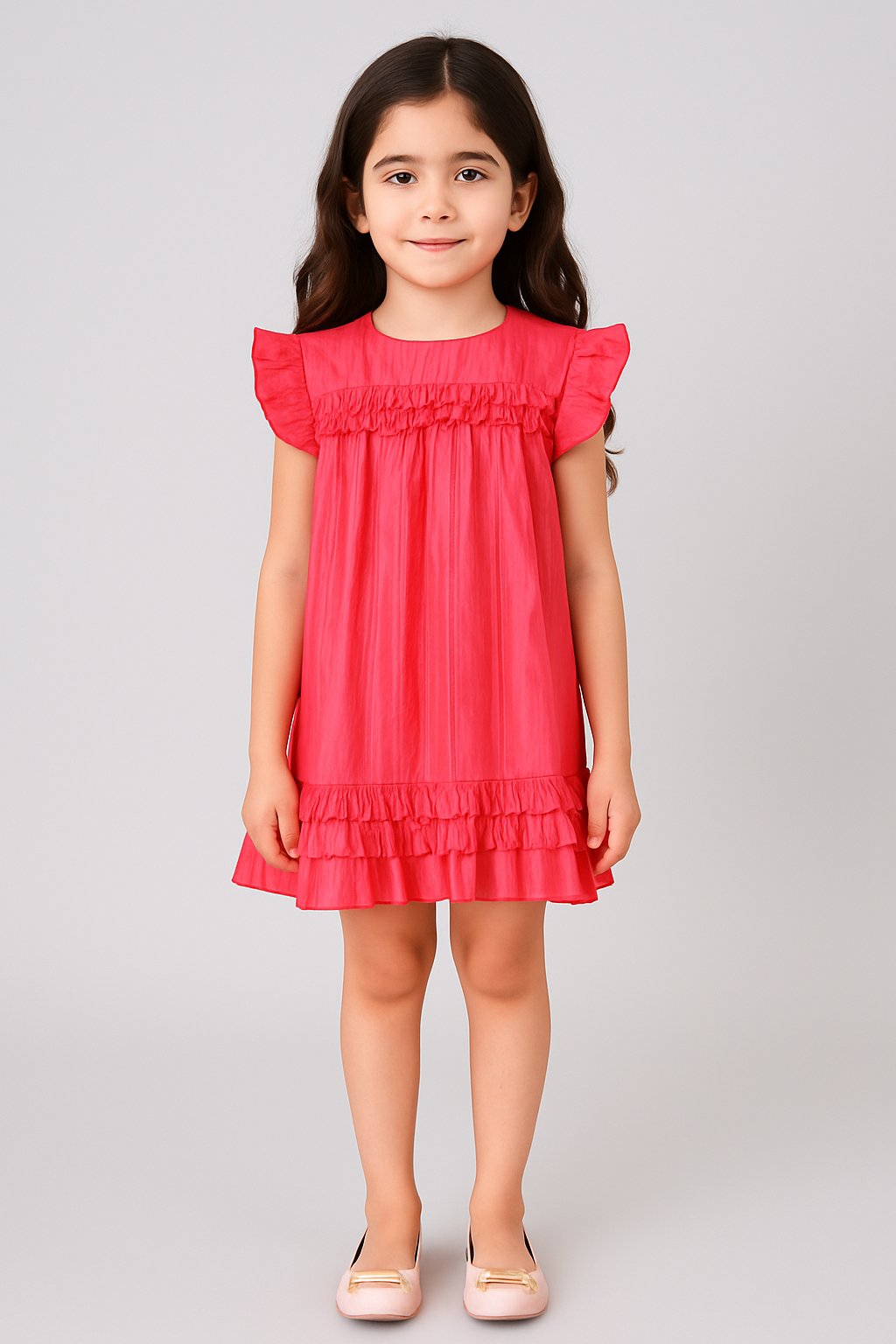 Enchanting Magenta Pleated Dress
