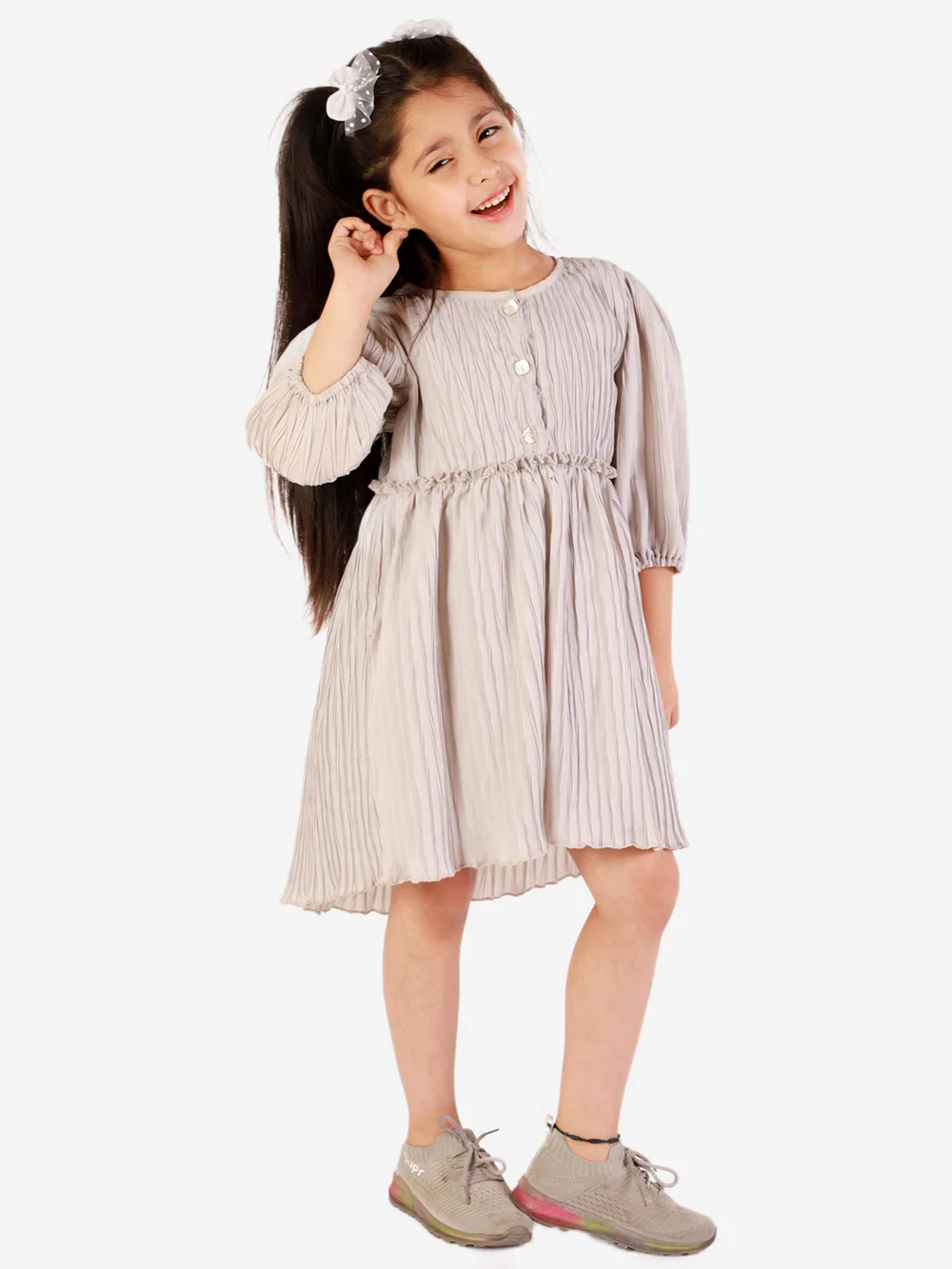 Graceful Grey Blossom Dress