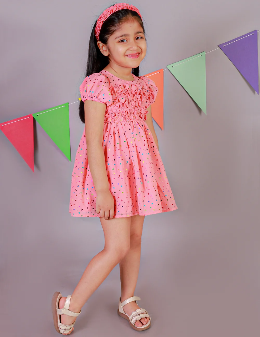 Radiant Peach Rainbow Hearts Dress view 2