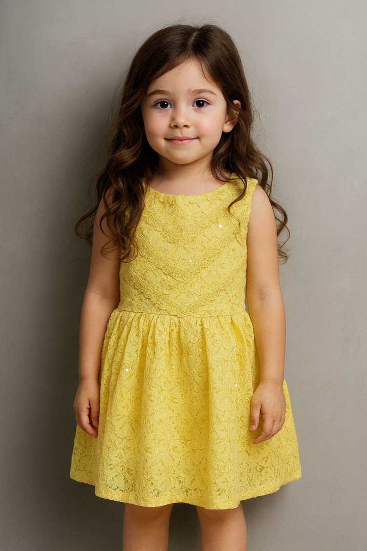 Yellow Glow Sleeveless Lace Dress