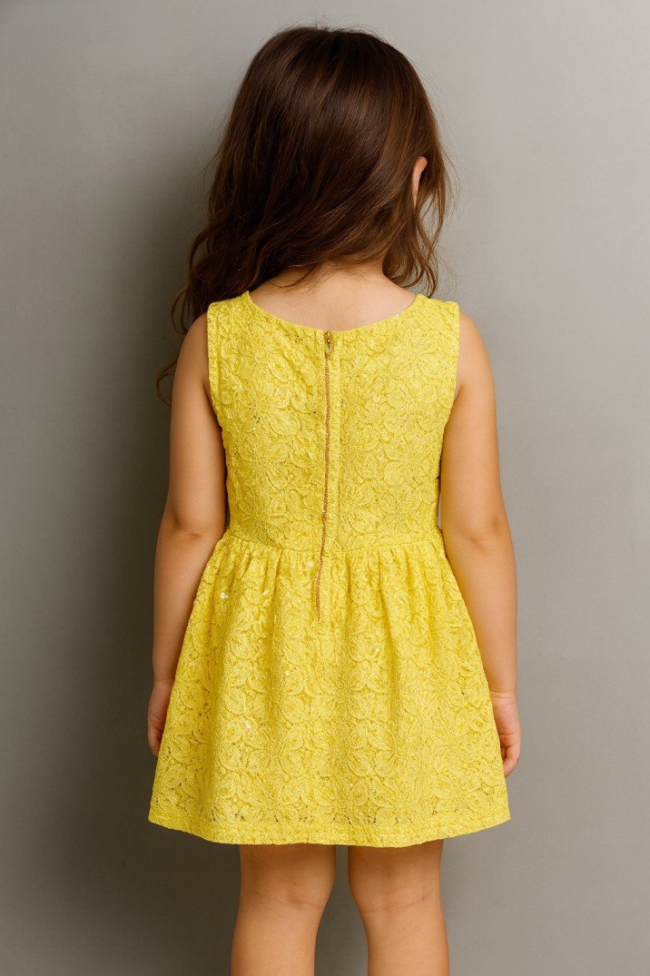 Yellow Glow Sleeveless Lace Dress view 2