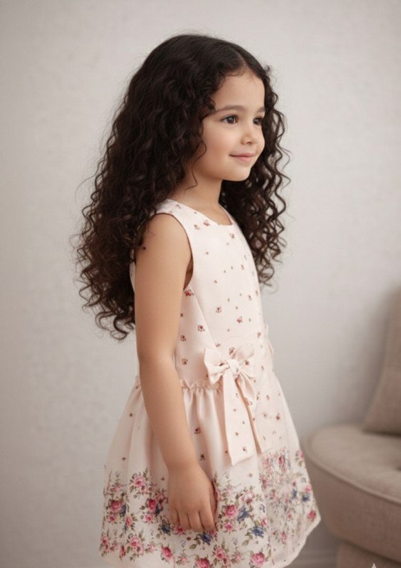 Elegant Floral Bow Party Dress view 3