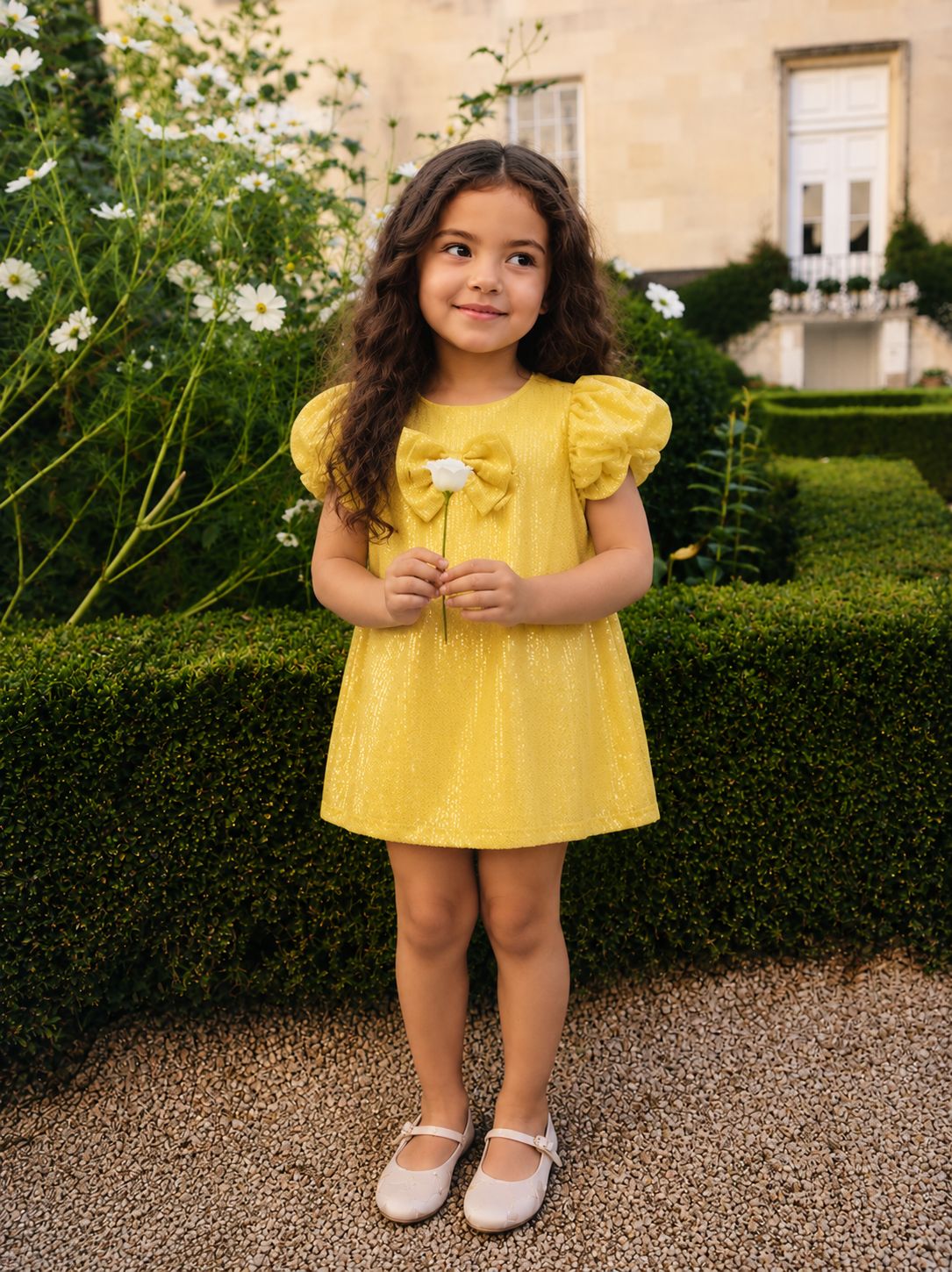 Buttercup Shimmer Bow Dress