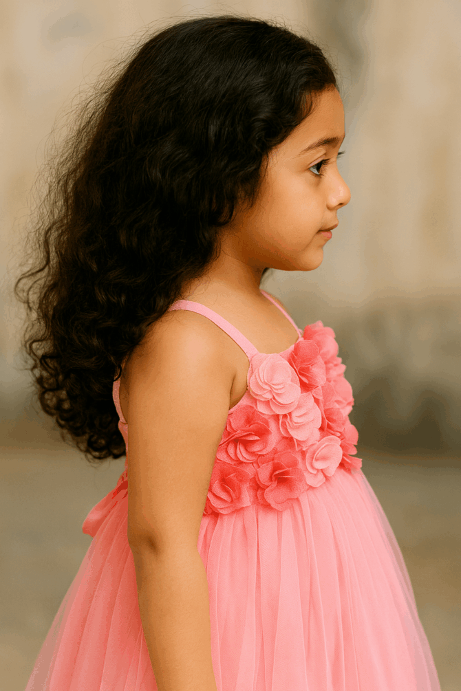Charming Peach Tuil Party Dress