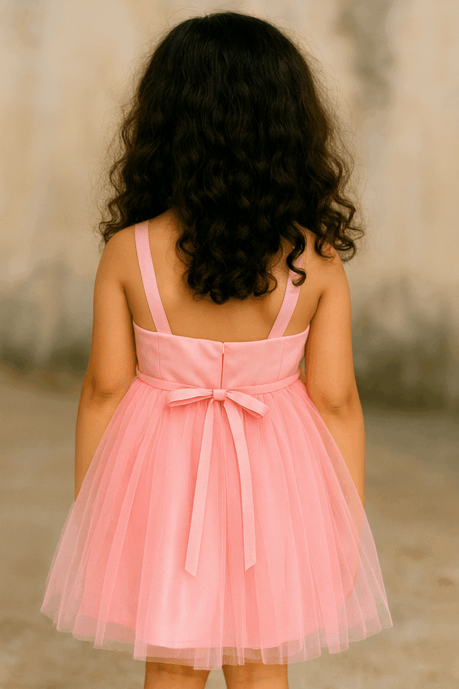 Charming Peach Tuil Party Dress