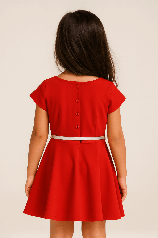 Stylish Red Crepe Dress