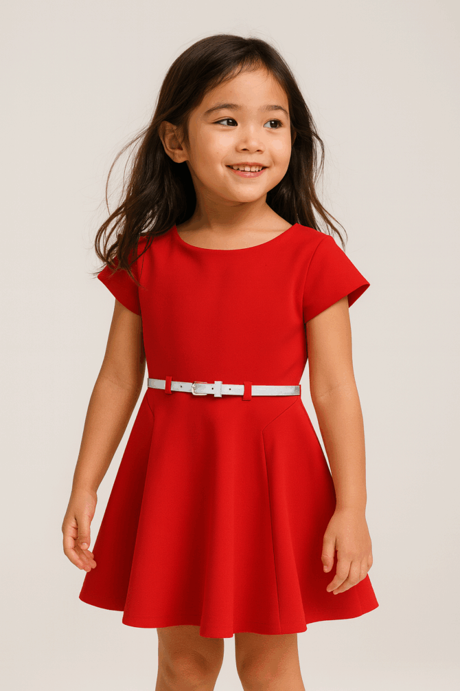 Stylish Red Crepe Dress