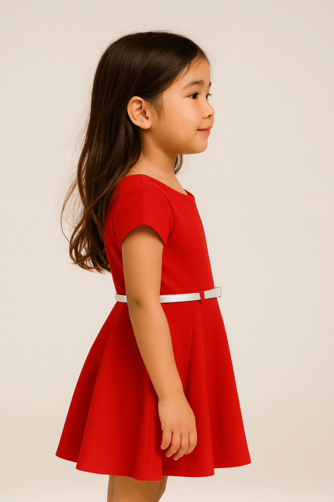 Stylish Red Crepe Dress