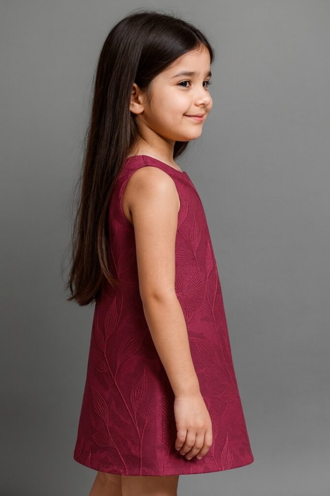 Kidsdew Sleeveless Jacqard A-line Knee Length Dress