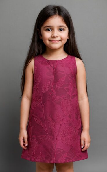 Kidsdew Sleeveless Jacqard A-line Knee Length Dress
