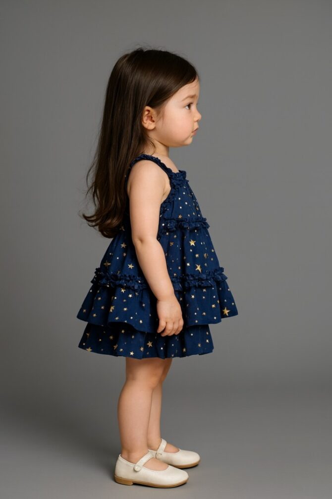 Kidsdew Sleeveless Flared Dress Navy