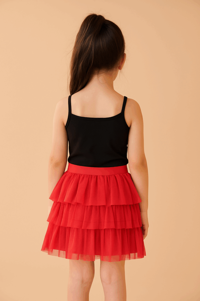 Kidsdew Net Layered Skirt