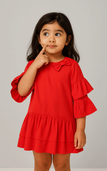 Kidsdew sleeveless Crepe A- line dress Coral