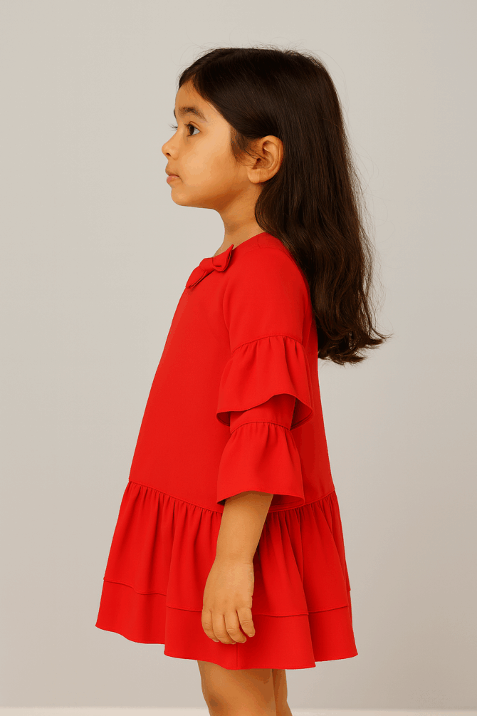 Kidsdew sleeveless Crepe A- line dress Coral