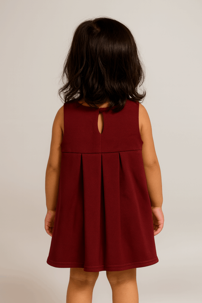 Kidsdew sleeveless Crinkled Crepe A- line dress Maroon